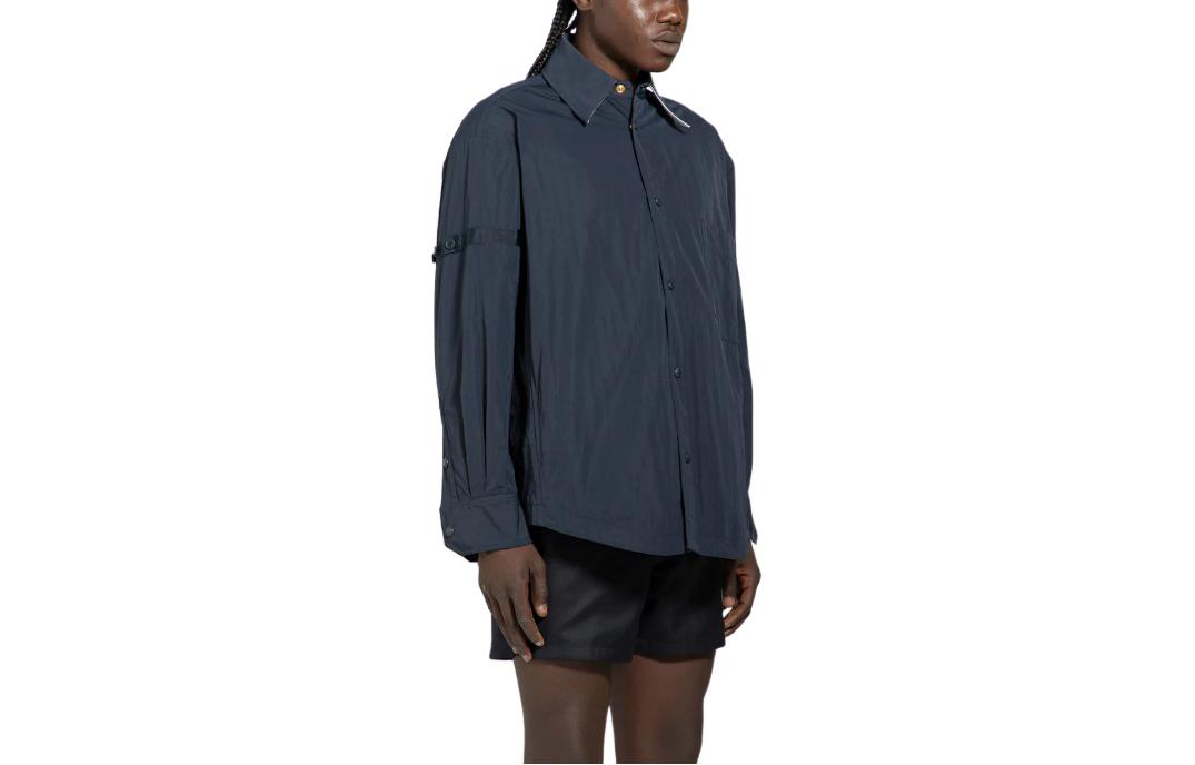 Thom Browne  Slim Fit Solid Navy Button-Up Long Sleeve Shirt. MJO165O-F0496-415 圖 4