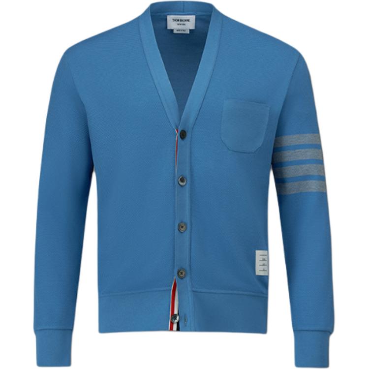 THOM BROWNE  Slim Fit V-neck Cardigan 4-Bar Knitwear Blue FW24 MJT436A-J0155-450 圖 2