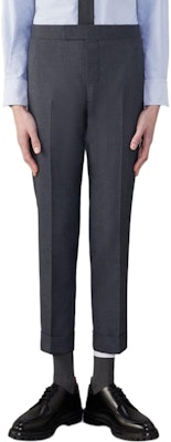 トムブラウン スリムフィット ジッパーフライ カジュアルパンツ ダークグレー MTC224A-02872025 Buy トムブラウン スリムフィット ジッパーフライ カジュアルパンツ ダークグレー MTC224A-02872025