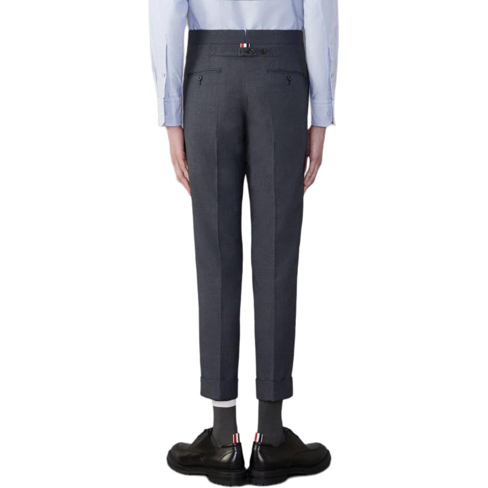 Shop トムブラウン スリムフィット ジッパーフライ カジュアルパンツ ダークグレー MTC224A-02872025