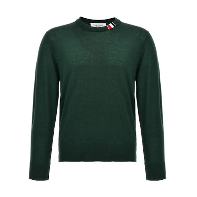 THOM BROWNE Solid Color Crewneck Sweater Green MKA474A-Y1014-310
