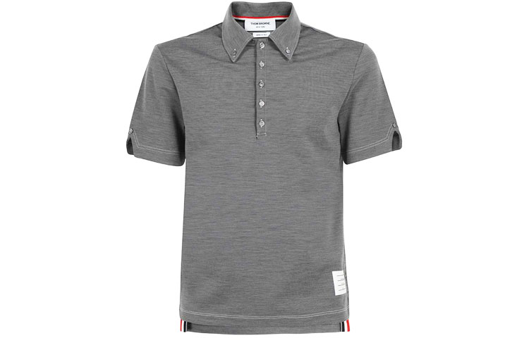 THOM BROWNE  Solid Color Short Sleeve Polo Shirt MJP141A-07746-035