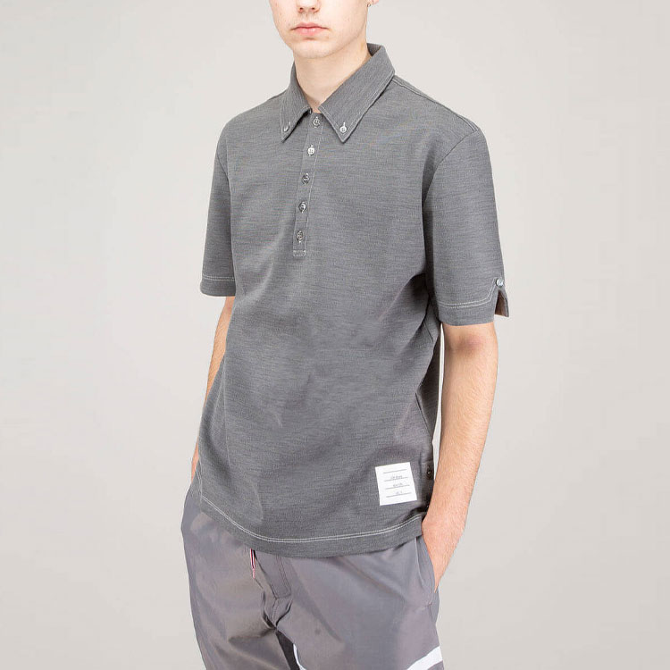 THOM BROWNE  Solid Color Short Sleeve Polo Shirt MJP141A-07746-035 圖 3