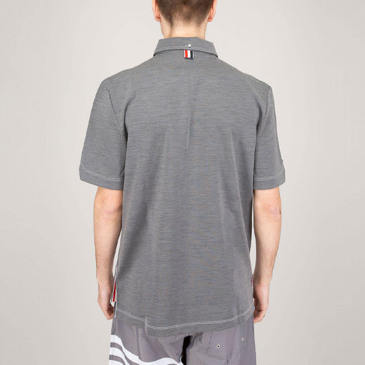 THOM BROWNE  Solid Color Short Sleeve Polo Shirt MJP141A-07746-035 圖 4