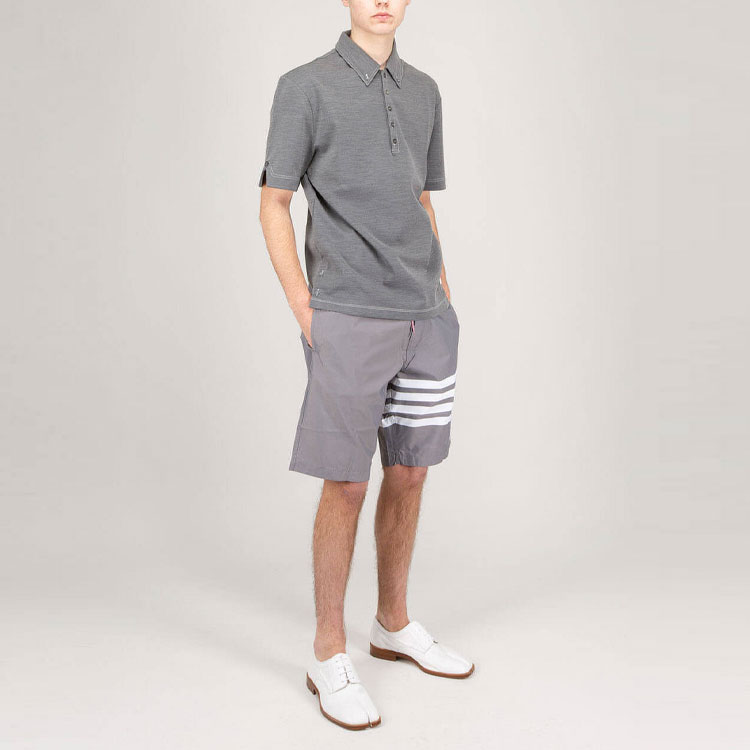 THOM BROWNE  Solid Color Short Sleeve Polo Shirt MJP141A-07746-035 圖 5