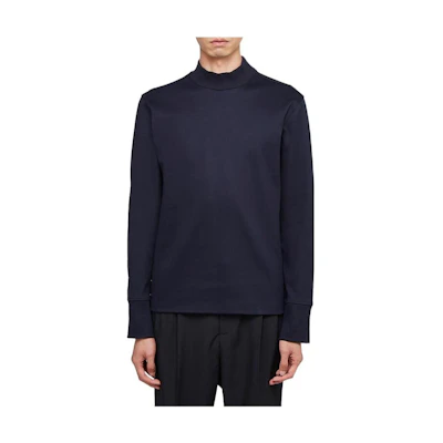 THOM BROWNE Solid Color Stand Collar Sweatshirt - Blue. MJS118A-06168-415