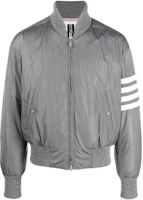 THOM BROWNE Solid Color Stripe Detail Puffer Jacket - Grey MJD103X-07259-035 THOM BROWNE Solid Color Stripe Detail Puffer Jacket - Grey MJD103X-07259-035