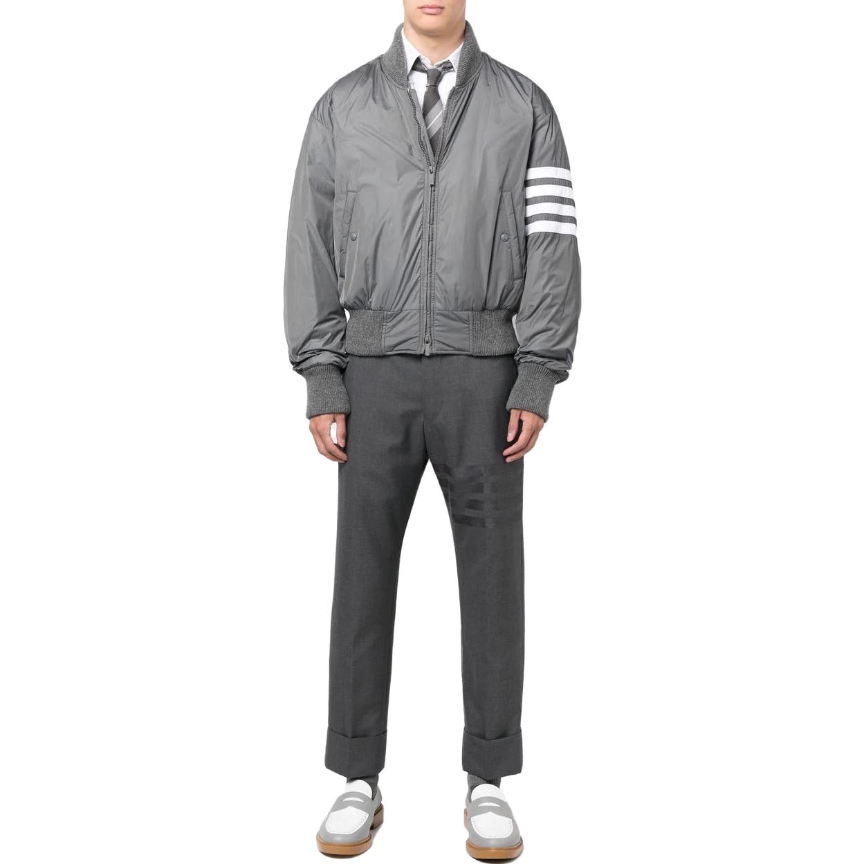 Lookbook トムブラウン 無地 ストライプ ディテール ダウンジャケット グレー MJD103X-07259-035