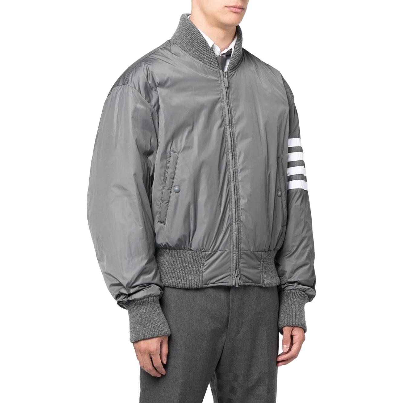 Purchase トムブラウン 無地 ストライプ ディテール ダウンジャケット グレー MJD103X-07259-035