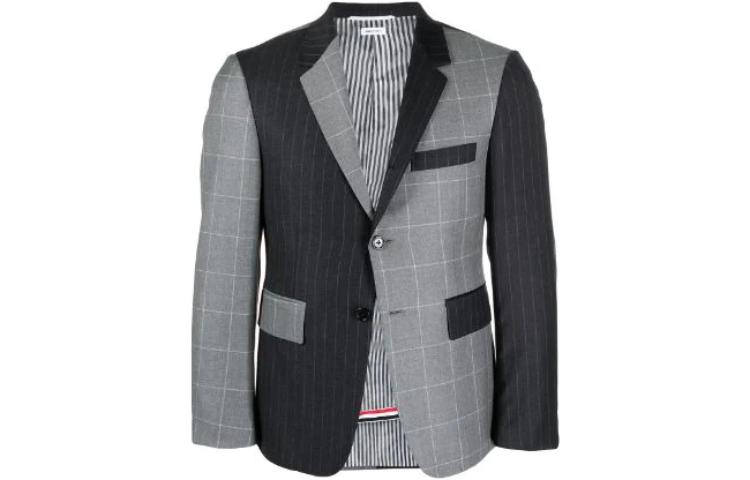 THOM BROWNE  Solid Color Striped Blazer Jacket - Gray MJC001F-07482-025