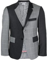 THOM BROWNE Solid Color Striped Blazer Jacket - Gray MJC001F-07482-025 THOM BROWNE Solid Color Striped Blazer Jacket - Gray MJC001F-07482-025