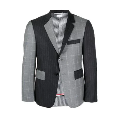 THOM BROWNE Solid Color Striped Blazer Jacket - Gray MJC001F-07482-025