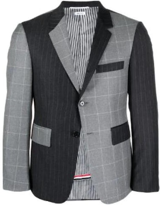 THOM BROWNE Solid Color Striped Blazer Jacket - Gray MJC001F-07482-025 Order THOM BROWNE Solid Color Striped Blazer Jacket - Gray MJC001F-07482-025