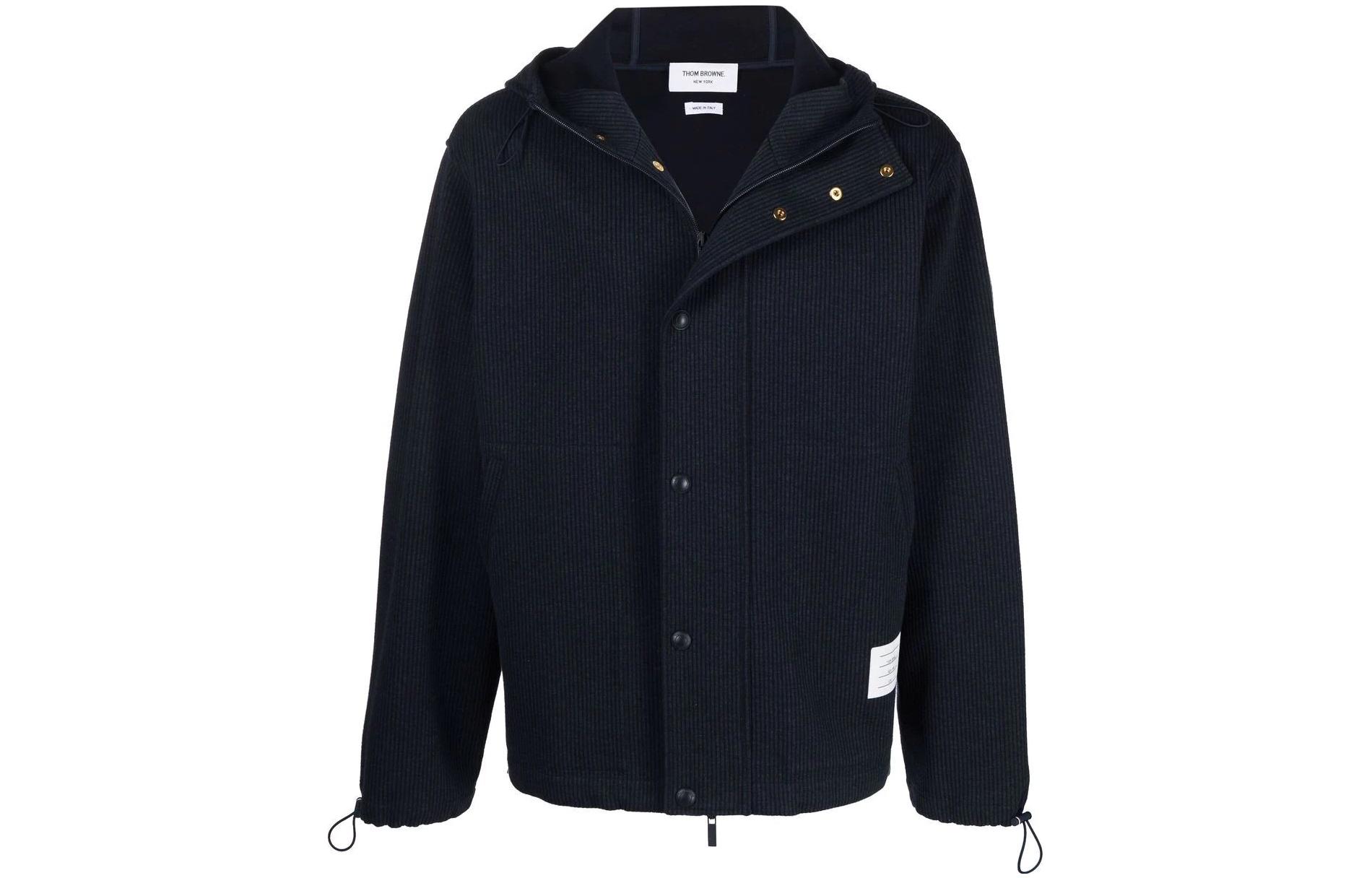 Thom Browne  Solid Color Zip-Up Hooded Jacket with Single Button Closure. MJT320A08085-415