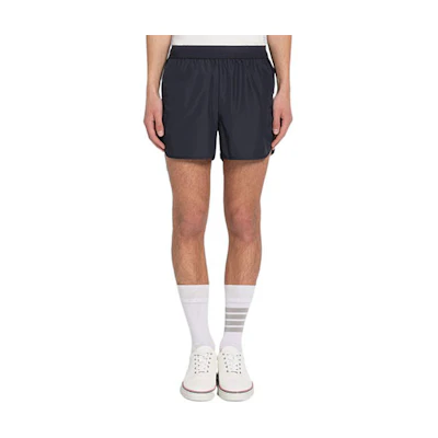 THOM BROWNE Solid Elastic Waist Navy Blue Athletic Shorts MJQ099-A06230-461
