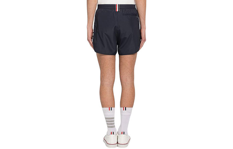 Lookbook トムブラウン ソリッドエラスティックウエスト ネイビーブルー アスレチックショーツ MJQ099-A06230-461