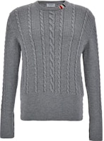Thom Browne Solid Gray Cable Knit Crewneck Sweater. MKA492A-Y1024-055 Thom Browne Solid Gray Cable Knit Crewneck Sweater. MKA492A-Y1024-055