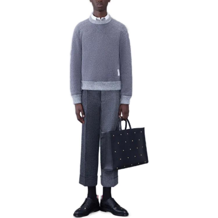 THOM BROWNE  Solid Gray Crewneck Pullover Sweater Long Sleeve. MJT410A-J0100-055 圖 3