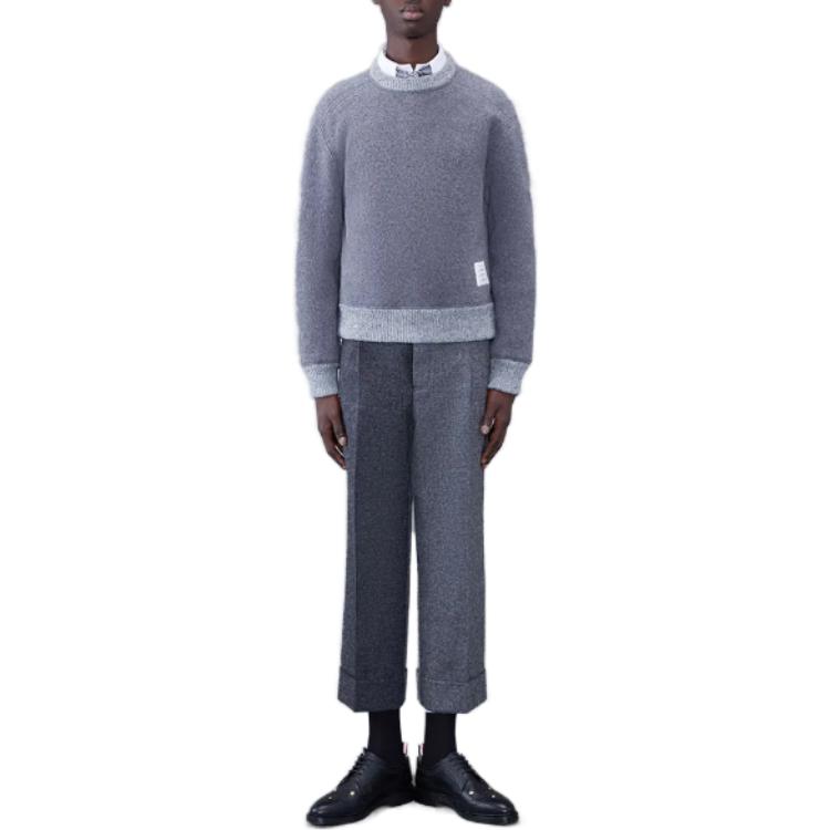 THOM BROWNE  Solid Gray Crewneck Pullover Sweater Long Sleeve. MJT410A-J0100-055 圖 4