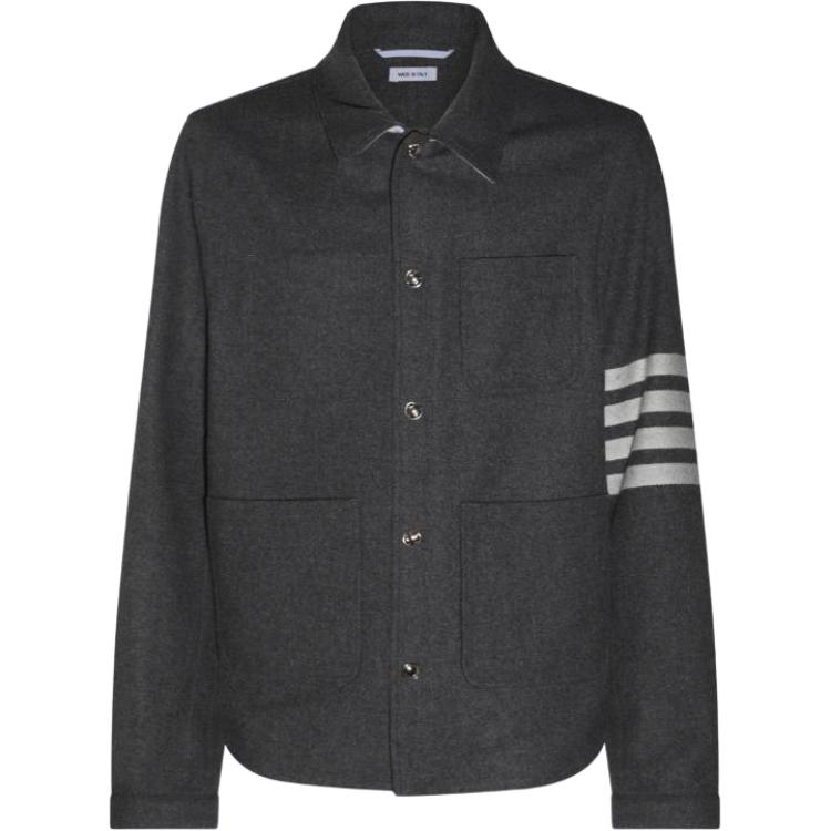 THOM BROWNE  Solid Gray Long Sleeve Button-Up Shirt MJO220U-F0522-035