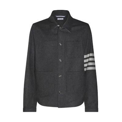 THOM BROWNE Solid Gray Long Sleeve Button-Up Shirt MJO220U-F0522-035