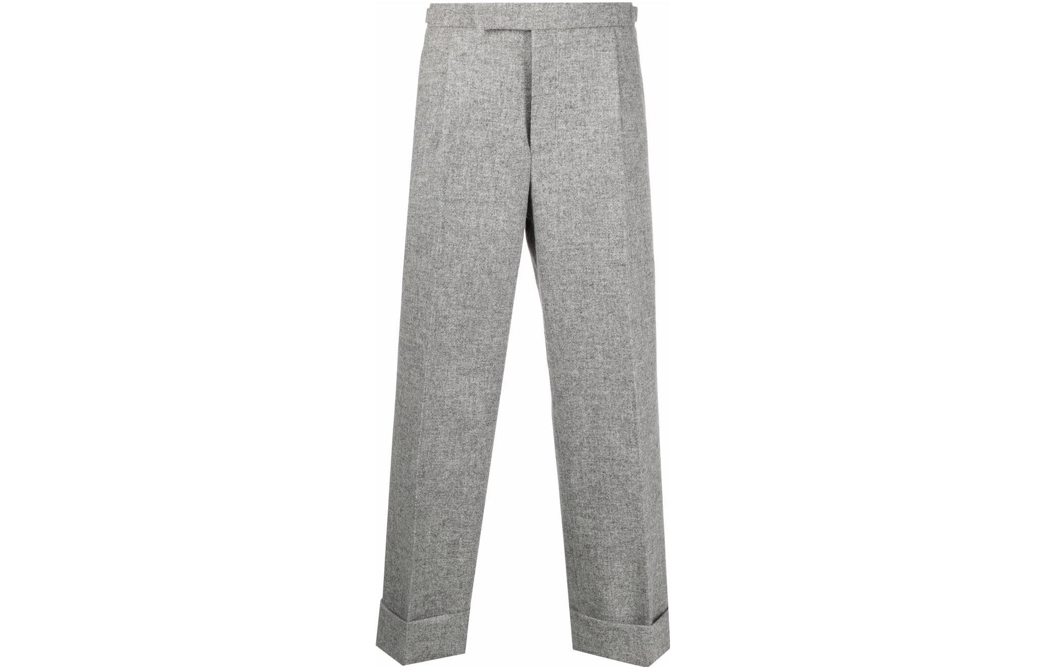 THOM BROWNE  Solid High-Waist Button Straight-Leg Casual Pants MTC162A-03793-055