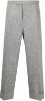 THOM BROWNE Solid High-Waist Button Straight-Leg Casual Pants MTC162A-03793-055 THOM BROWNE Solid High-Waist Button Straight-Leg Casual Pants MTC162A-03793-055