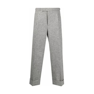 THOM BROWNE Solid High-Waist Button Straight-Leg Casual Pants MTC162A-03793-055