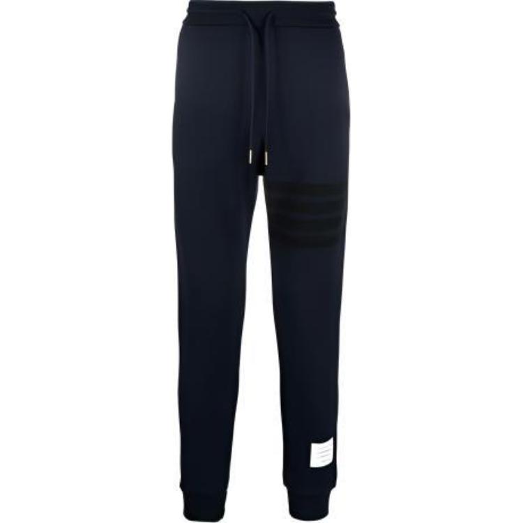 THOM BROWNE  Solid Knit Jogger Sweatpants Mid-Waist Slim Fit - Blue MJQ179A-J0088-415
