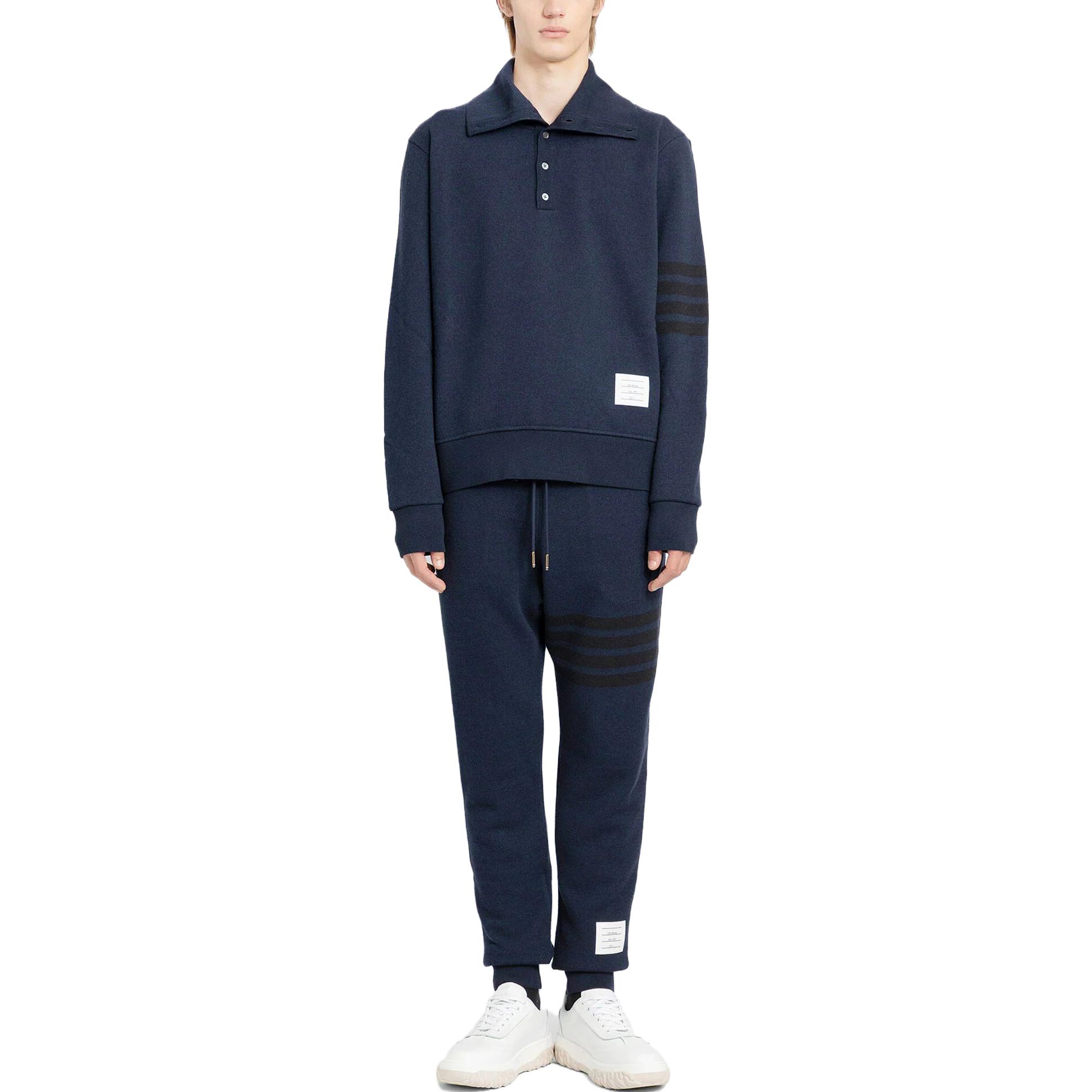 Purchase THOM BROWNE 汤姆·布朗 纯色针织束脚卫裤 中腰修身款 蓝色 MJQ179A-J0088-415