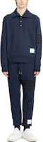 Purchase THOM BROWNE 湯姆布朗 純色針織束口運動長褲 中腰修身版型-藍色 MJQ179A-J0088-415