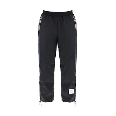 THOM BROWNE Solid Navy Blue Slim Fit Jogger Pants Casual Style. MJQ208A-06859-415