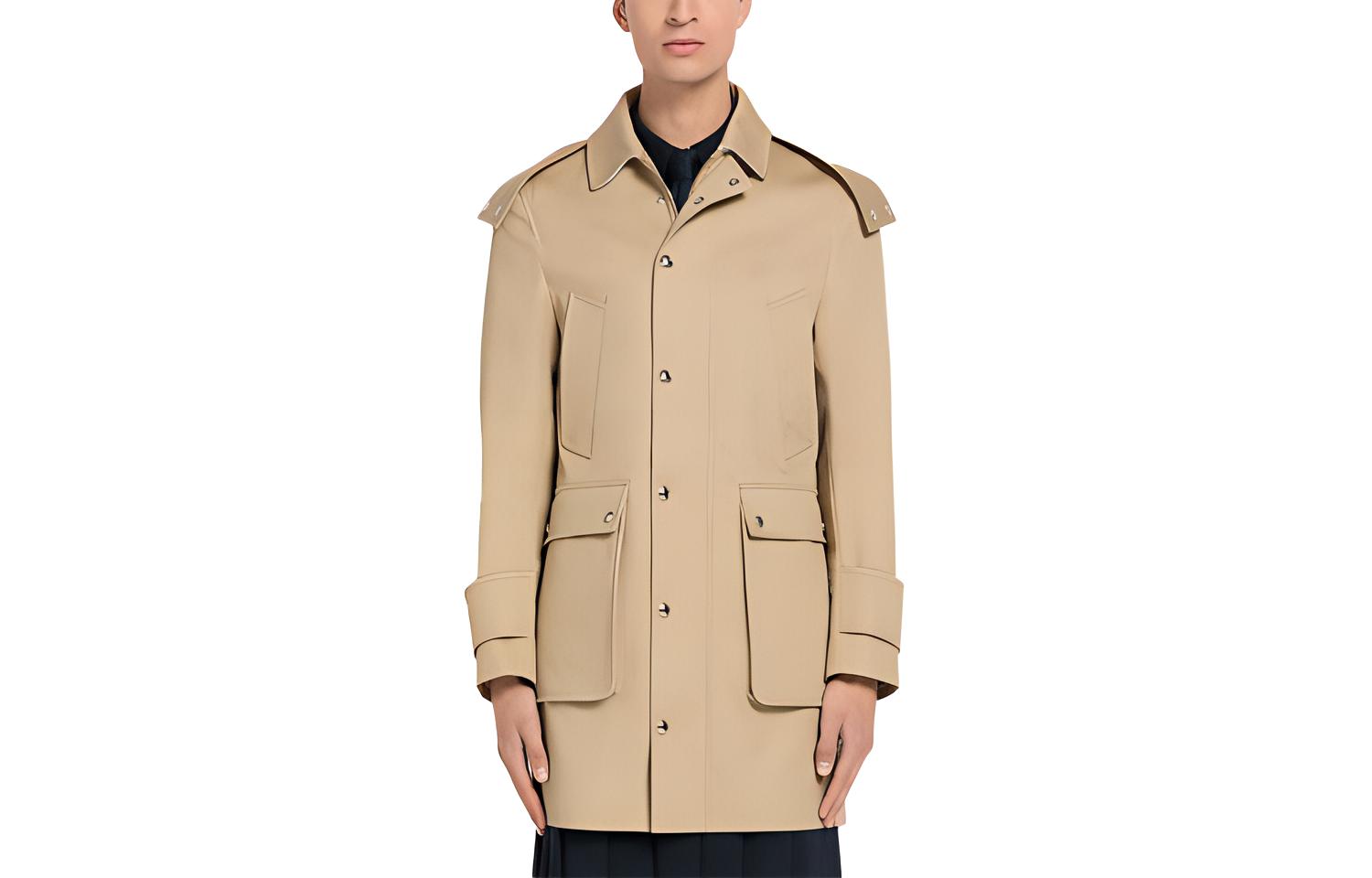 THOM BROWNE  Solid Single-Breasted Waterproof Parka Coat MOT079A-00249-282