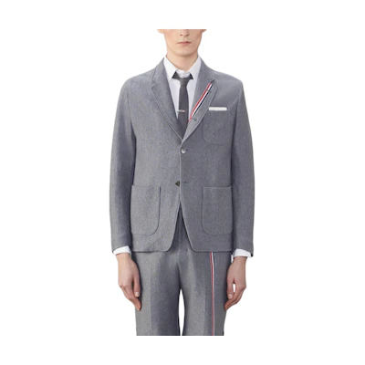 Thom Browne Solid Stripe Pocket Long Sleeve Jacket in Medium Grey. MJT423A-J0139-035