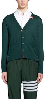 THOM BROWNE 純色V領修身款長袖針織衫開衫毛衣。 MKC489A-Y1014-310 Shop THOM BROWNE 純色V領修身款長袖針織衫開衫毛衣。 MKC489A-Y1014-310