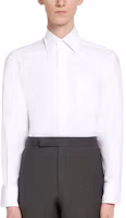 Shop THOM BROWNE Solid White Single-Breasted Shirt MWL001AF0313100