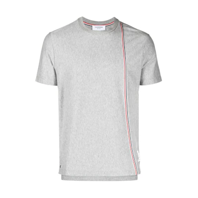 THOM BROWNE SS24 Striped Crewneck Short Sleeve Tee Light Grey MJS252A-J0138-035