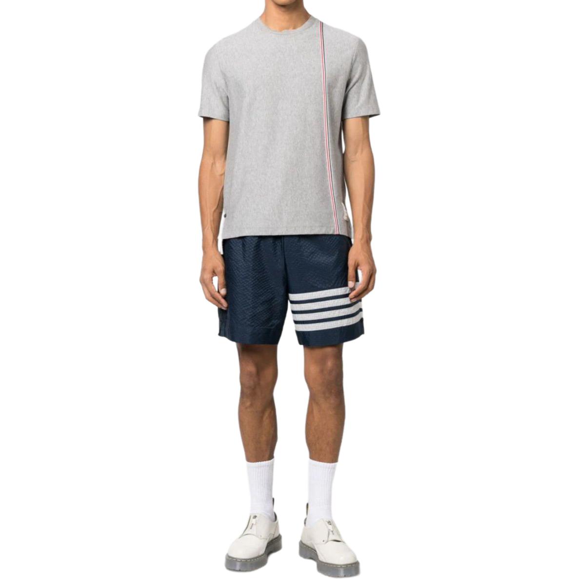 THOM BROWNE  SS24 Striped Crewneck Short Sleeve Tee Light Grey MJS252A-J0138-035 圖 3