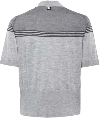 Thom Browne 直紋按鈕短袖襯衫 灰色 MKP086A-Y1014-055 Lookbook Thom Browne 直紋按鈕短袖襯衫 灰色 MKP086A-Y1014-055