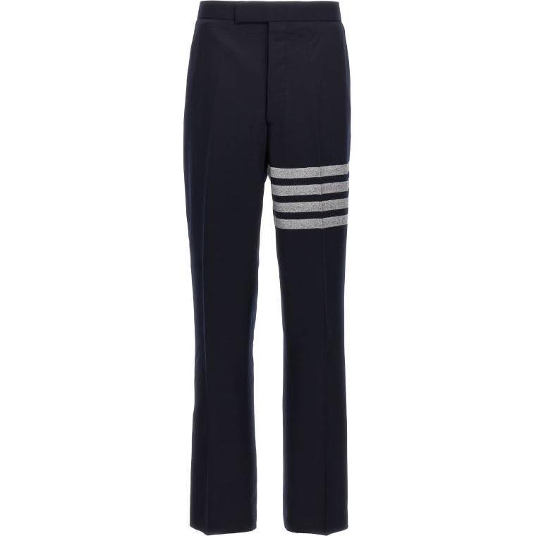 Thom Browne  Stripe Zipper Straight-Leg Relaxed Fit Pants Blue. MTC051A-F0666-415