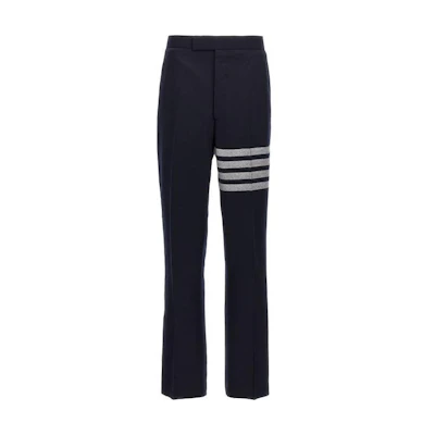 Thom Browne Stripe Zipper Straight-Leg Relaxed Fit Pants Blue. MTC051A-F0666-415