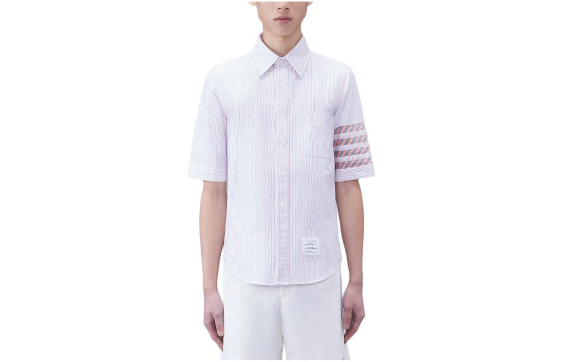 Order Thom Browne Kemeja Pendek Bergaris Ungu Muda. MWS256C-F0510-825