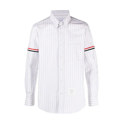 THOM BROWNE Striped Collar Long Sleeve Shirt Light Grey MWL301O-F0525-035