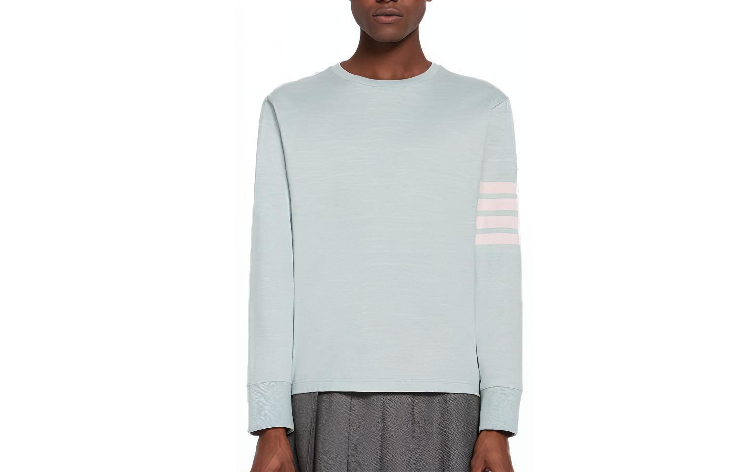 Order 톰 브라운 스트라이프 크루넥 긴팔 티셔츠 블루 MJS117A-06221-450