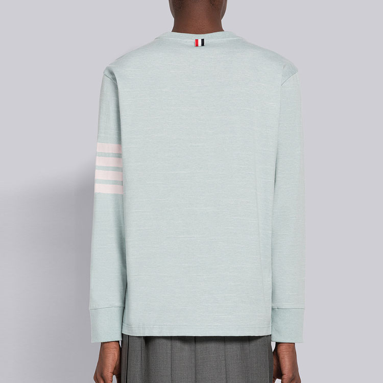 Shop 톰 브라운 스트라이프 크루넥 긴팔 티셔츠 블루 MJS117A-06221-450