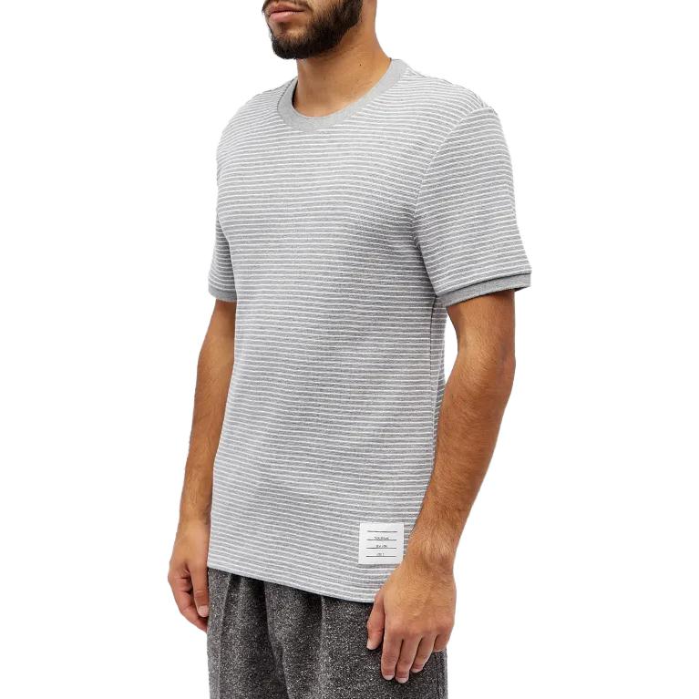 Purchase 톰 브라운 스트라이프 크루넥 반팔 티셔츠 라이트 그레이 MJS235A-J0103-055