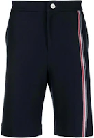 Order Thom Browne Celana Pendek Longgar High-Waist Biru Navy Bergaris. MJQ196A-J0139-415