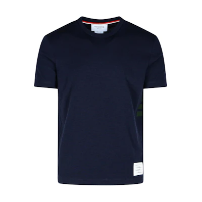 THOM BROWNE Striped Navy Blue Crewneck T-Shirt Short Sleeve MJS219A-J0149-415