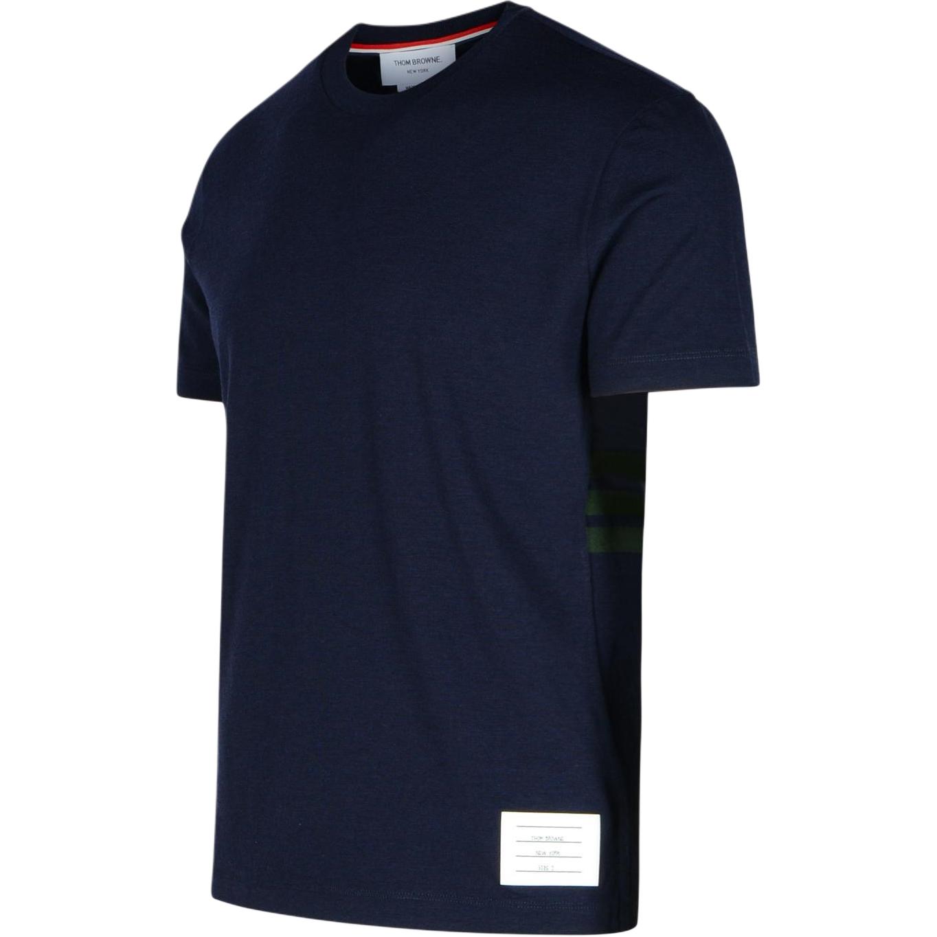THOM BROWNE  Striped Navy Blue Crewneck T-Shirt Short Sleeve MJS219A-J0149-415 圖 4