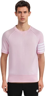 トムブラウン ストライプ ショートスリーブ ニット クルーネック セーター MJT295A-06452-680 Details for トムブラウン ストライプ ショートスリーブ ニット クルーネック セーター MJT295A-06452-680